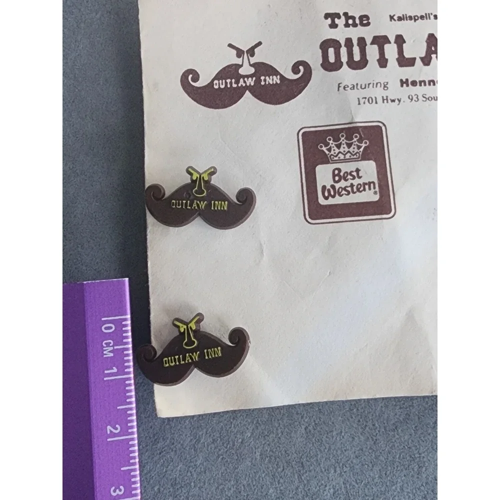 Vintage OUTLAW INN Mustache Lapel Pin Hat Pin Tie Tack Button FREE $HIPPING!!